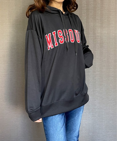 GGD（ジージーディー）の「BIG パーカー ストレッチ 刺繍 ワッペン ビッグ シルエット パーカー（パーカー・レディース・グリーン/ブラック/ホワイト・LL/M/L）」の17枚目の写真