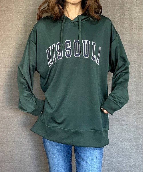 GGD（ジージーディー）の「BIG パーカー ストレッチ 刺繍 ワッペン ビッグ シルエット パーカー（パーカー・レディース・グリーン/ブラック/ホワイト・LL/M/L）」の22枚目の写真