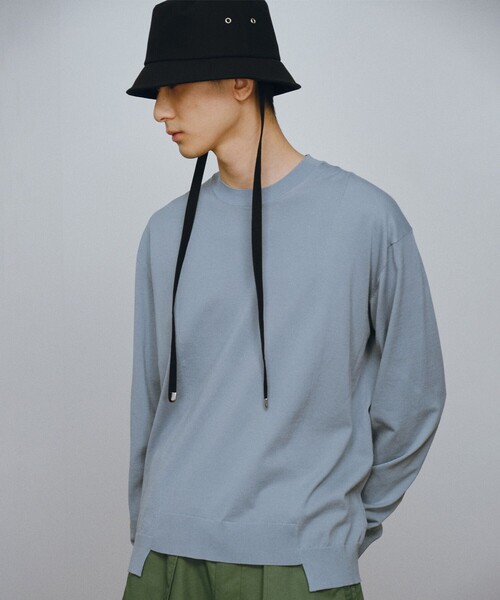 JOSEPH STUDIO(ジョゼフストゥディオ)の「コットンプレーンニット(ニット/セーター・メンズ・オリーブ系/スカイブルー系・MEDIUM/LARGE)」の2枚目の写真