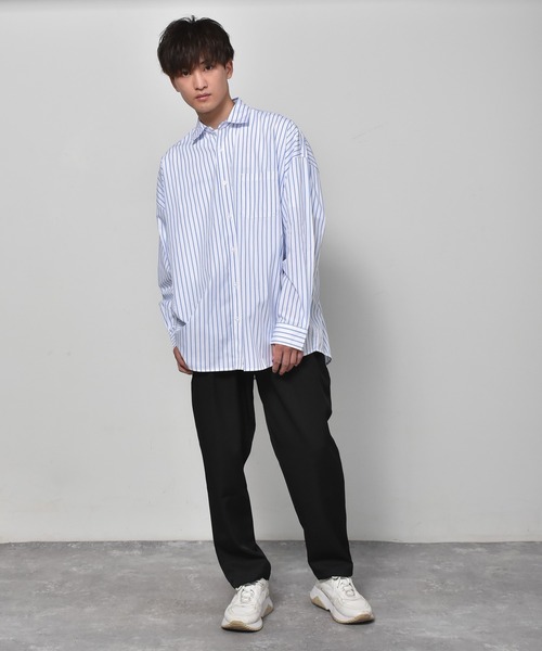 Starting Over(スターティングオーバー)の「ブロードビッグ レギュラーカラー 無地 ストライプシャツ(シャツ/ブラウス・メンズ・ホワイト/ブラック/グレー/サックスブルー/イエロー/グリーン/ラベンダー/ホワイト系/サックスブルー系/グリーン系その他/ブラック系その他・M/L/XL)」の12枚目の写真