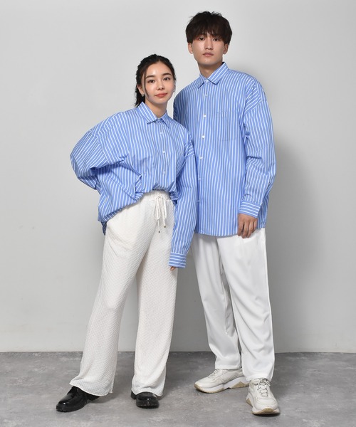 Starting Over(スターティングオーバー)の「ブロードビッグ レギュラーカラー 無地 ストライプシャツ(シャツ/ブラウス・メンズ・ホワイト/ブラック/グレー/サックスブルー/イエロー/グリーン/ラベンダー/ホワイト系/サックスブルー系/グリーン系その他/ブラック系その他・M/L/XL)」の22枚目の写真