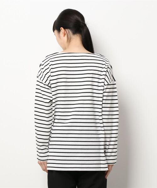 SOMETHING(サムシング)の「SOMETHING バスクシャツボーダーロングスリーブTシャツ(Tシャツ/カットソー・レディース・ピンク/ブルー/ブラック/イエロー/グリーン・FREE)」の6枚目の写真