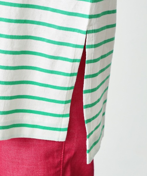 SOMETHING(サムシング)の「SOMETHING バスクシャツボーダーロングスリーブTシャツ(Tシャツ/カットソー・レディース・ピンク/ブルー/ブラック/イエロー/グリーン・FREE)」の14枚目の写真