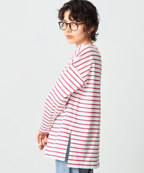 SOMETHING(サムシング)の「SOMETHING バスクシャツボーダーロングスリーブTシャツ(Tシャツ/カットソー・レディース・ピンク/ブルー/ブラック/イエロー/グリーン・FREE)」の21枚目の写真