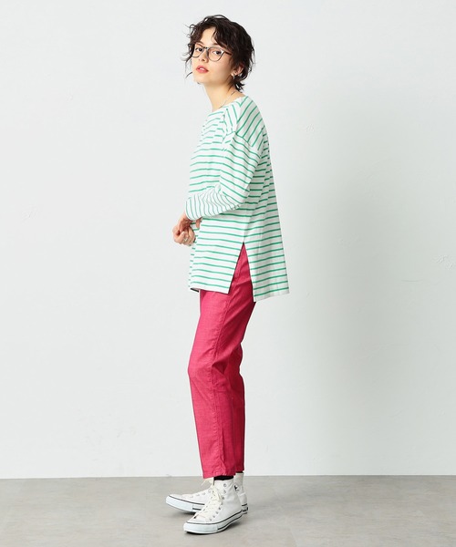 SOMETHING(サムシング)の「SOMETHING バスクシャツボーダーロングスリーブTシャツ(Tシャツ/カットソー・レディース・ピンク/ブルー/ブラック/イエロー/グリーン・FREE)」の18枚目の写真