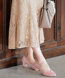 【はっ水加工】やわここちチャンキーヒールパンプス(ヒール5.0cm)