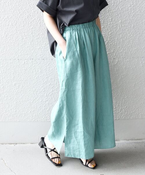 SHIPS any（シップス エニィ）の「SHIPS any:〈ウォッシャブル〉オーガニックリネン ボリューム ミディ キュロット（その他パンツ・レディース・ブラック/ブラウン/グリーン・ONE SIZE）」の3枚目の写真