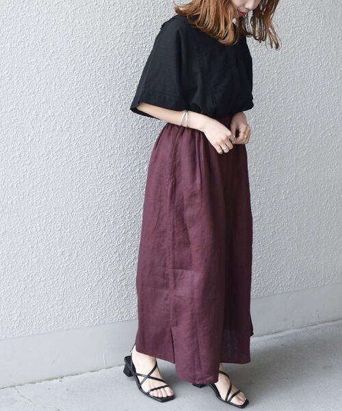 SHIPS any（シップス エニィ）の「SHIPS any:〈ウォッシャブル〉オーガニックリネン ボリューム ミディ キュロット（その他パンツ・レディース・ブラック/ブラウン/グリーン・ONE SIZE）」の22枚目の写真