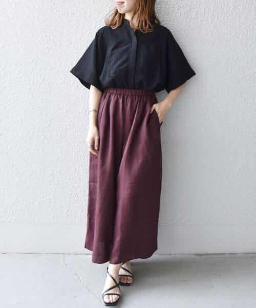 SHIPS any（シップス エニィ）の「SHIPS any:〈ウォッシャブル〉オーガニックリネン ボリューム ミディ キュロット（その他パンツ・レディース・ブラック/ブラウン/グリーン・ONE SIZE）」の20枚目の写真