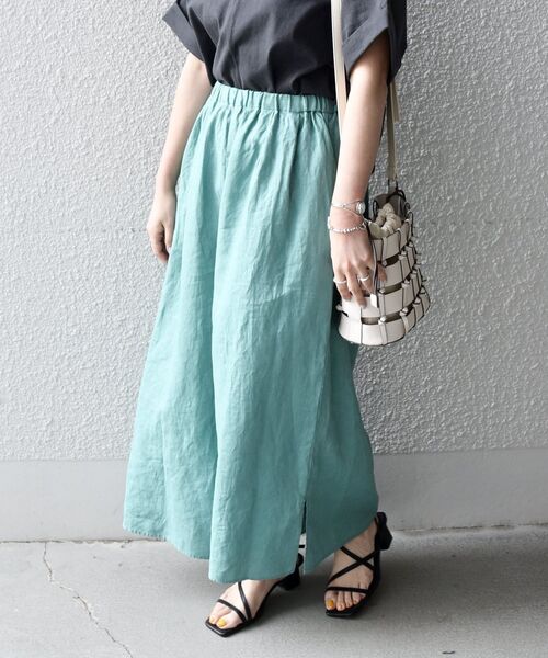 SHIPS any（シップス エニィ）の「SHIPS any:〈ウォッシャブル〉オーガニックリネン ボリューム ミディ キュロット（その他パンツ・レディース・ブラック/ブラウン/グリーン・ONE SIZE）」の18枚目の写真