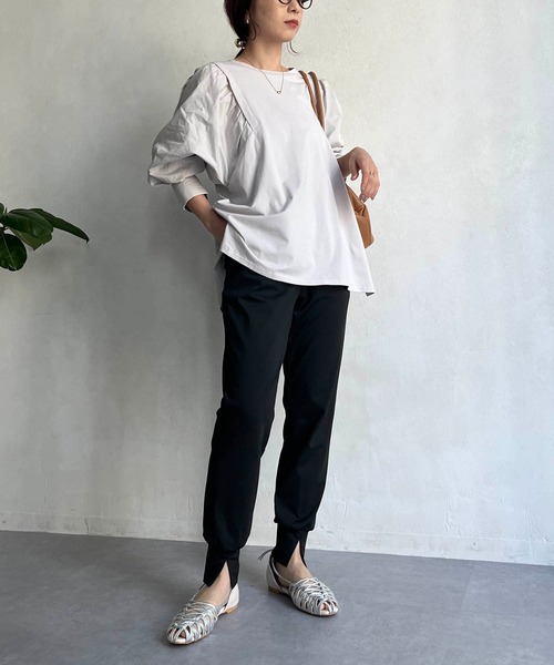 CAPRICIEUX LE'MAGE（カプリシューレマージュ）の「スリットジャージージョガーパンツ（その他パンツ・レディース・ライトグレー/ブラック/モカ・FREE）」の17枚目の写真