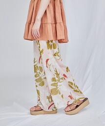 リーフプリントワイドパンツ