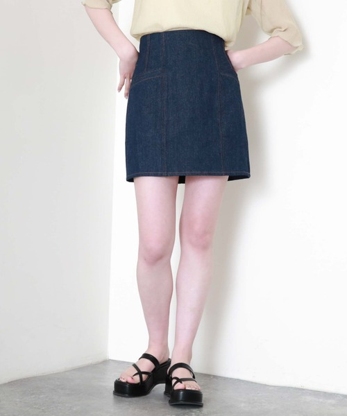 archives（アルシーヴ）の「ハイウェストデニムミニスカート（デニムスカート・レディース・ロイヤルブルー/アイボリー/ブラック・MEDIUM）」の3枚目の写真