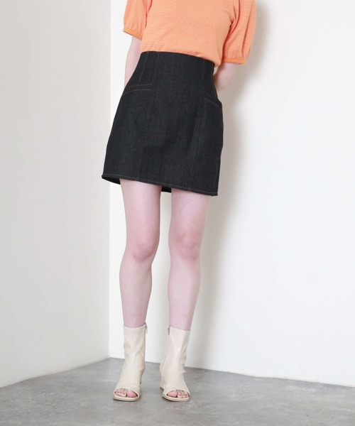 archives（アルシーヴ）の「ハイウェストデニムミニスカート（デニムスカート・レディース・ロイヤルブルー/アイボリー/ブラック・MEDIUM）」の2枚目の写真