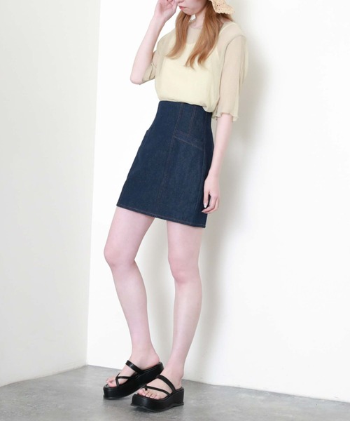 archives（アルシーヴ）の「ハイウェストデニムミニスカート（デニムスカート・レディース・ロイヤルブルー/アイボリー/ブラック・MEDIUM）」の14枚目の写真
