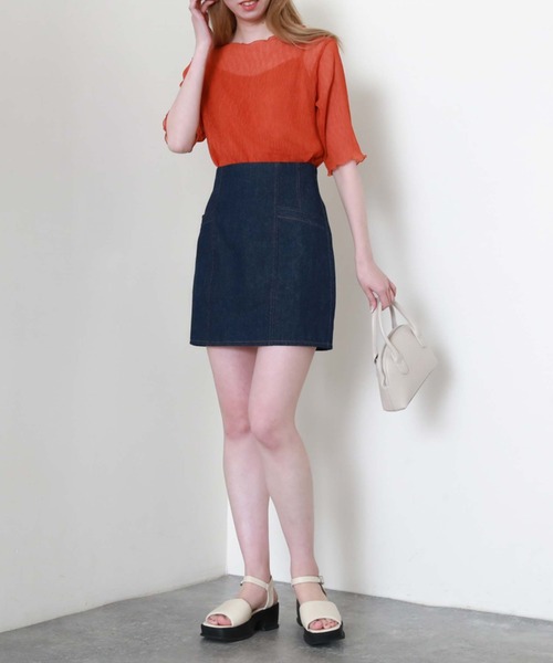 archives（アルシーヴ）の「ハイウェストデニムミニスカート（デニムスカート・レディース・ロイヤルブルー/アイボリー/ブラック・MEDIUM）」の10枚目の写真