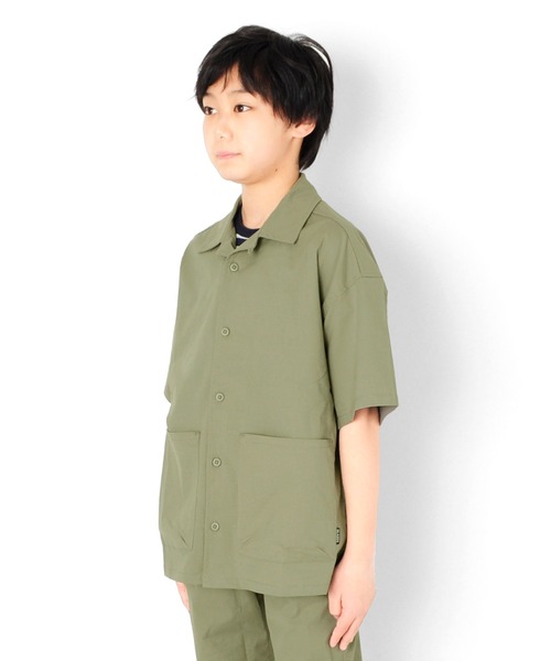 GLAZOS(グラソス)の「オックスストレッチ・オープンカラー半袖シャツ【セットアップ対応】(シャツ/ブラウス・キッズ・カーキ/ブラック・130cm/140cm/150cm/170cm/160cm)」の10枚目の写真