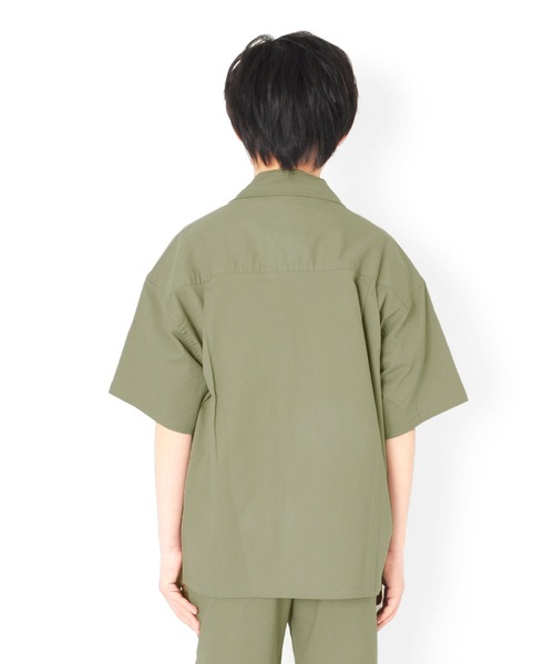 GLAZOS(グラソス)の「オックスストレッチ・オープンカラー半袖シャツ【セットアップ対応】(シャツ/ブラウス・キッズ・カーキ/ブラック・130cm/140cm/150cm/170cm/160cm)」の11枚目の写真