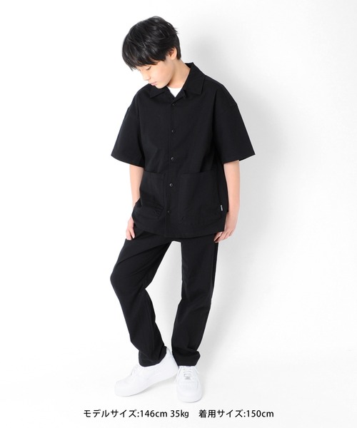 GLAZOS(グラソス)の「オックスストレッチ・オープンカラー半袖シャツ【セットアップ対応】(シャツ/ブラウス・キッズ・カーキ/ブラック・130cm/140cm/150cm/170cm/160cm)」の9枚目の写真