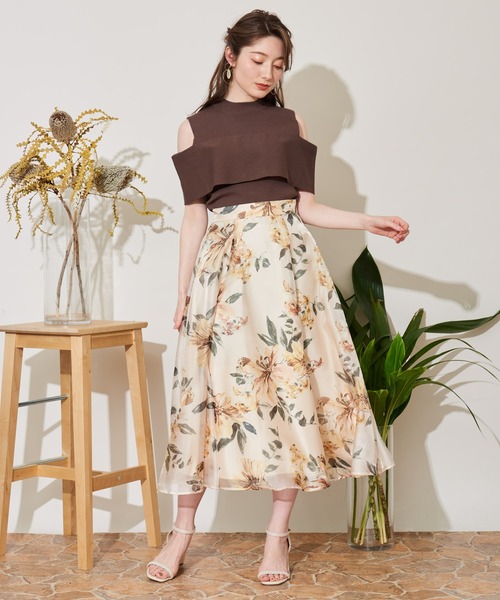リゾートフラワープリントスカート