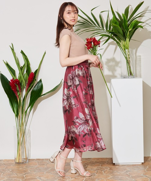 リゾートフラワープリントスカート