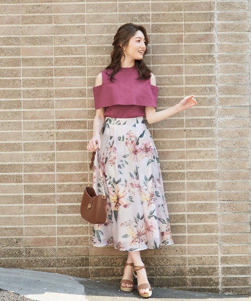 リゾートフラワープリントスカート