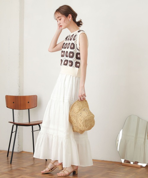 SENSE OF PLACE by URBAN RESEARCH(センスオブプレイスバイアーバンリサーチ)の「クロシェニットベスト(ベスト・レディース・ブラック/アイボリー/ライトベージュ・ONE)」の17枚目の写真