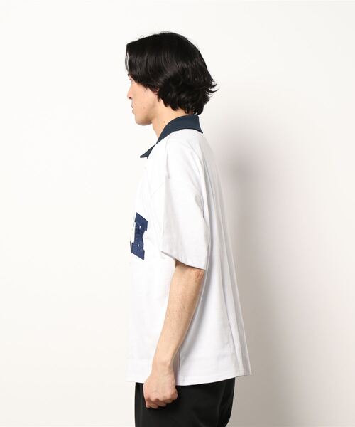 SPINNS（スピンズ）の「【ビッグシルエット】NETWORKロゴ ハーフジップTシャツ（Tシャツ/カットソー・メンズ・ネイビー/ホワイト×レッド/ホワイト×ネイビー/ブラック/グレー/グリーン・ONESIZE）」の8枚目の写真