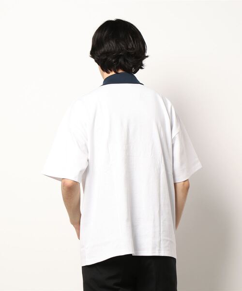 SPINNS（スピンズ）の「【ビッグシルエット】NETWORKロゴ ハーフジップTシャツ（Tシャツ/カットソー・メンズ・ネイビー/ホワイト×レッド/ホワイト×ネイビー/ブラック/グレー/グリーン・ONESIZE）」の7枚目の写真