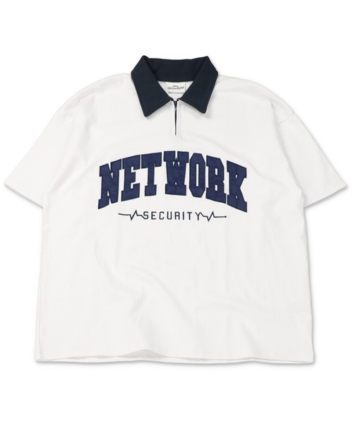 SPINNS（スピンズ）の「【ビッグシルエット】NETWORKロゴ ハーフジップTシャツ（Tシャツ/カットソー・メンズ・ネイビー/ホワイト×レッド/ホワイト×ネイビー/ブラック/グレー/グリーン・ONESIZE）」の20枚目の写真