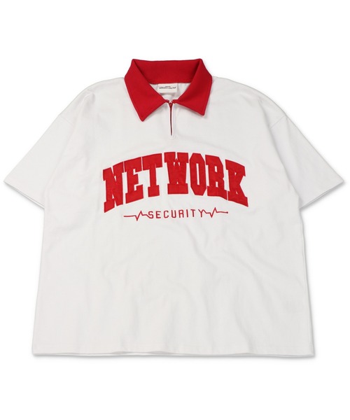 SPINNS（スピンズ）の「【ビッグシルエット】NETWORKロゴ ハーフジップTシャツ（Tシャツ/カットソー・メンズ・ネイビー/ホワイト×レッド/ホワイト×ネイビー/ブラック/グレー/グリーン・ONESIZE）」の21枚目の写真