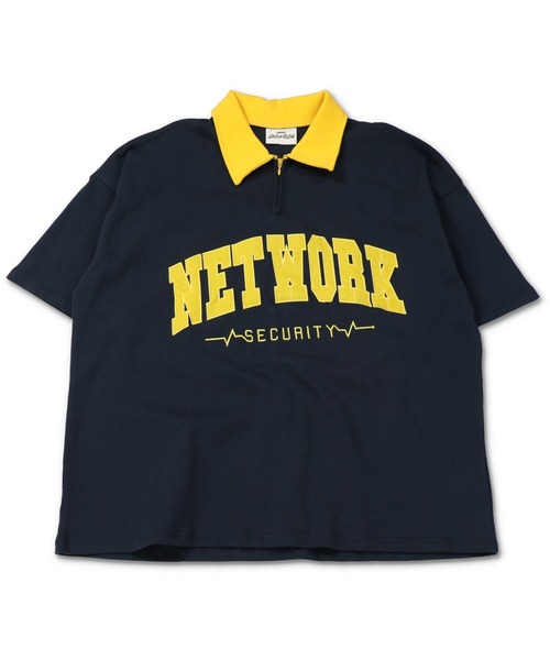 SPINNS（スピンズ）の「【ビッグシルエット】NETWORKロゴ ハーフジップTシャツ（Tシャツ/カットソー・メンズ・ネイビー/ホワイト×レッド/ホワイト×ネイビー/ブラック/グレー/グリーン・ONESIZE）」の18枚目の写真