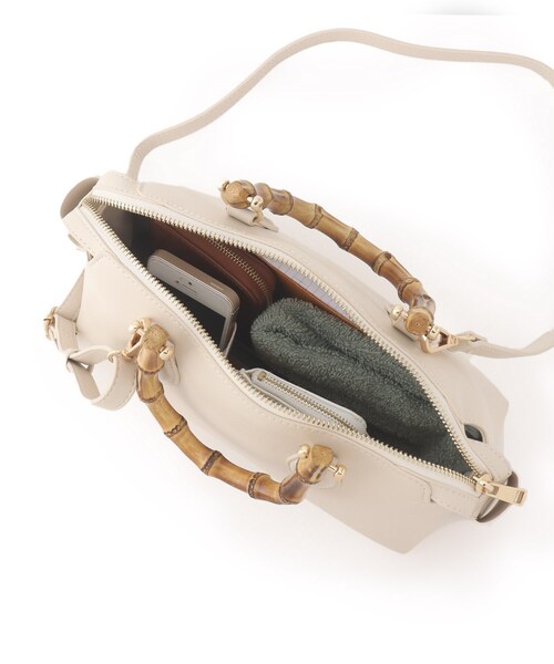 couture brooch（クチュールブローチ）の「◆サイドリボンバンブーボストンバッグ（ハンドバッグ・レディース・ブラック/アイボリー/レッド系1・00）」の11枚目の写真