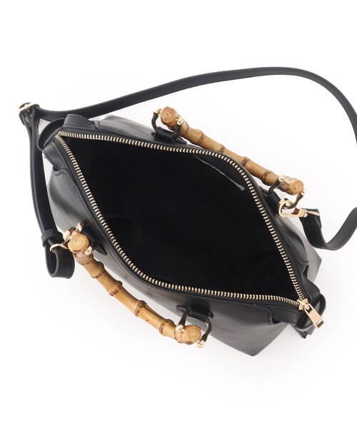 couture brooch（クチュールブローチ）の「◆サイドリボンバンブーボストンバッグ（ハンドバッグ・レディース・ブラック/アイボリー/レッド系1・00）」の12枚目の写真