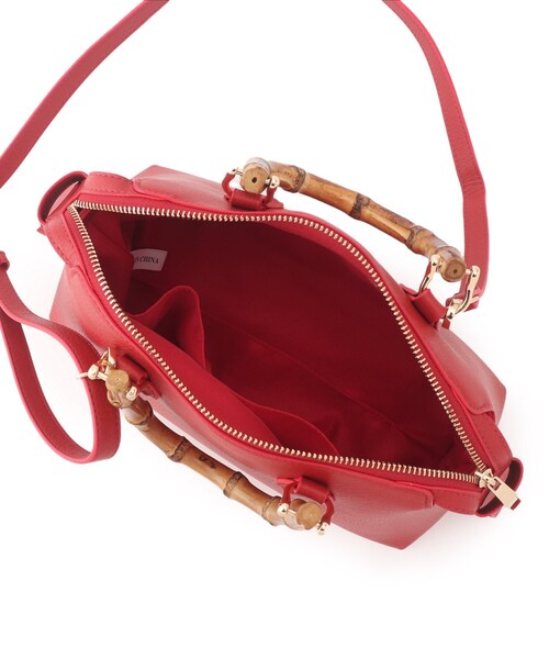 couture brooch（クチュールブローチ）の「◆サイドリボンバンブーボストンバッグ（ハンドバッグ・レディース・ブラック/アイボリー/レッド系1・00）」の13枚目の写真