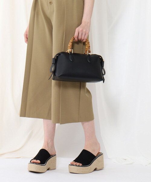 couture brooch（クチュールブローチ）の「◆サイドリボンバンブーボストンバッグ（ハンドバッグ・レディース・ブラック/アイボリー/レッド系1・00）」の14枚目の写真