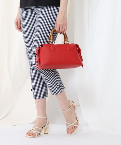 couture brooch（クチュールブローチ）の「◆サイドリボンバンブーボストンバッグ（ハンドバッグ・レディース・ブラック/アイボリー/レッド系1・00）」の15枚目の写真