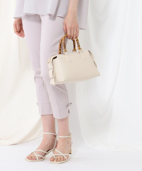 couture brooch（クチュールブローチ）の「◆サイドリボンバンブーボストンバッグ（ハンドバッグ・レディース・ブラック/アイボリー/レッド系1・00）」の16枚目の写真