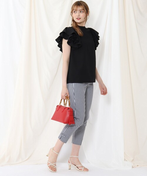 couture brooch（クチュールブローチ）の「◆サイドリボンバンブーボストンバッグ（ハンドバッグ・レディース・ブラック/アイボリー/レッド系1・00）」の19枚目の写真