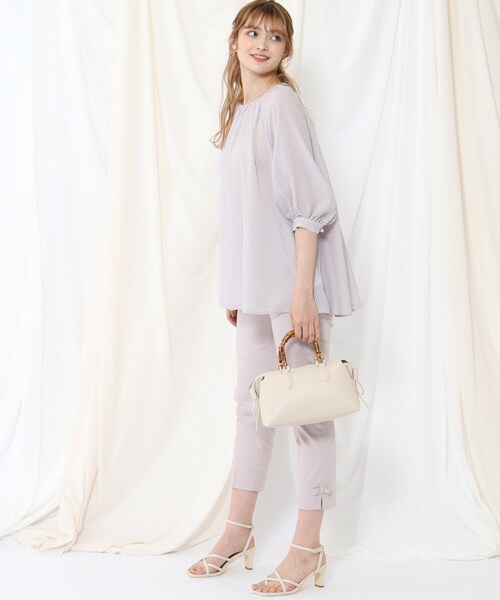 couture brooch（クチュールブローチ）の「◆サイドリボンバンブーボストンバッグ（ハンドバッグ・レディース・ブラック/アイボリー/レッド系1・00）」の20枚目の写真