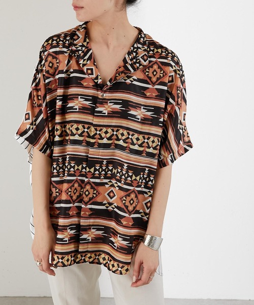 ear PAPILLONNER(イアパピヨネ)の「【SUM1 STYLE(スミ スタイル)】前後柄ボタンシャツ(シャツ/ブラウス・レディース・ブラウン/レッド・FREE)」の20枚目の写真