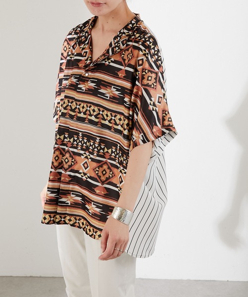 ear PAPILLONNER(イアパピヨネ)の「【SUM1 STYLE(スミ スタイル)】前後柄ボタンシャツ(シャツ/ブラウス・レディース・ブラウン/レッド・FREE)」の21枚目の写真