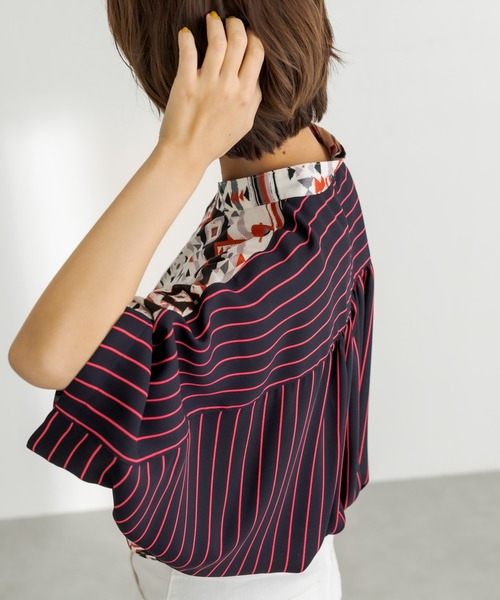 ear PAPILLONNER(イアパピヨネ)の「【SUM1 STYLE(スミ スタイル)】前後柄ボタンシャツ(シャツ/ブラウス・レディース・ブラウン/レッド・FREE)」の5枚目の写真