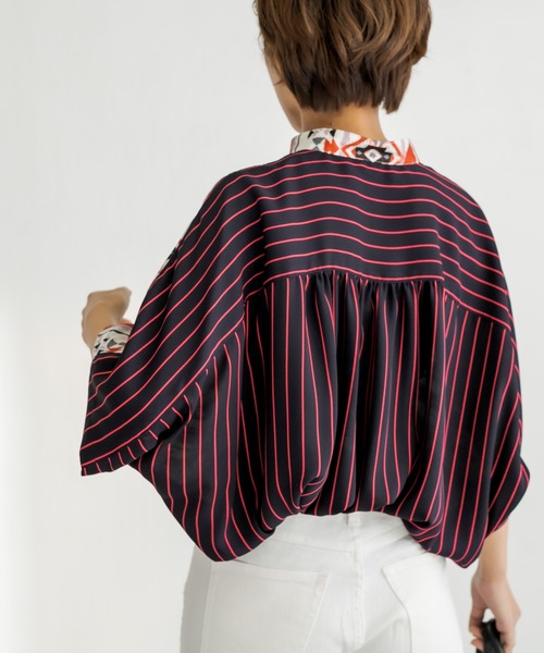 ear PAPILLONNER(イアパピヨネ)の「【SUM1 STYLE(スミ スタイル)】前後柄ボタンシャツ(シャツ/ブラウス・レディース・ブラウン/レッド・FREE)」の6枚目の写真