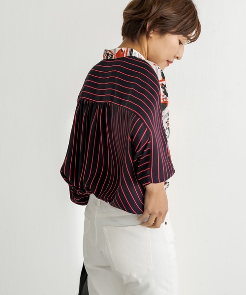 ear PAPILLONNER(イアパピヨネ)の「【SUM1 STYLE(スミ スタイル)】前後柄ボタンシャツ(シャツ/ブラウス・レディース・ブラウン/レッド・FREE)」の7枚目の写真