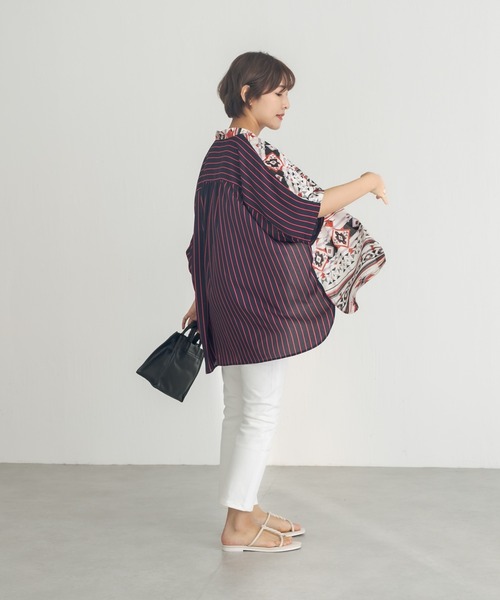 ear PAPILLONNER(イアパピヨネ)の「【SUM1 STYLE(スミ スタイル)】前後柄ボタンシャツ(シャツ/ブラウス・レディース・ブラウン/レッド・FREE)」の9枚目の写真