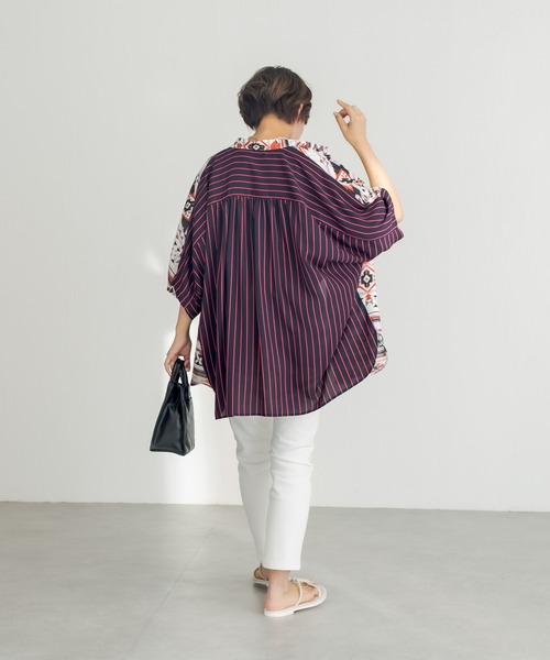 ear PAPILLONNER(イアパピヨネ)の「【SUM1 STYLE(スミ スタイル)】前後柄ボタンシャツ(シャツ/ブラウス・レディース・ブラウン/レッド・FREE)」の10枚目の写真