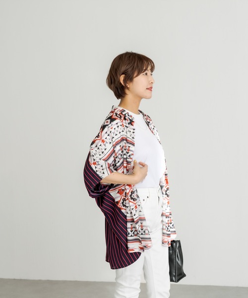 ear PAPILLONNER(イアパピヨネ)の「【SUM1 STYLE(スミ スタイル)】前後柄ボタンシャツ(シャツ/ブラウス・レディース・ブラウン/レッド・FREE)」の11枚目の写真