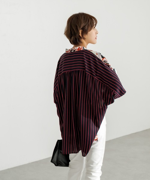 ear PAPILLONNER(イアパピヨネ)の「【SUM1 STYLE(スミ スタイル)】前後柄ボタンシャツ(シャツ/ブラウス・レディース・ブラウン/レッド・FREE)」の12枚目の写真