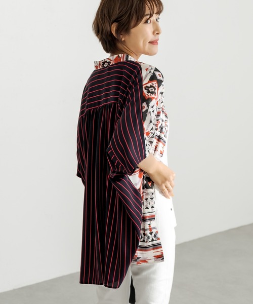 ear PAPILLONNER(イアパピヨネ)の「【SUM1 STYLE(スミ スタイル)】前後柄ボタンシャツ(シャツ/ブラウス・レディース・ブラウン/レッド・FREE)」の13枚目の写真